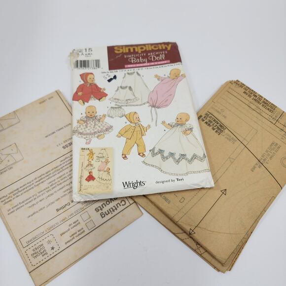 Simplicity Baby Doll 5215 Baby Doll Wardrobe Sm Med and LG Sewing Pattern Uncut - Picture 4 of 4